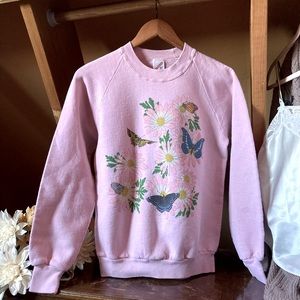 90s Jerzees sweater size M Butterflies Pink fairycore
